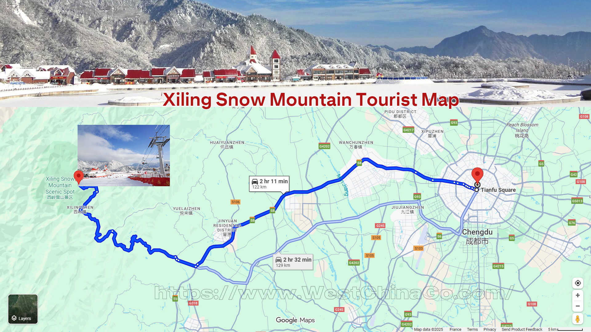 Xiling Snow Mountain Tourist Map
