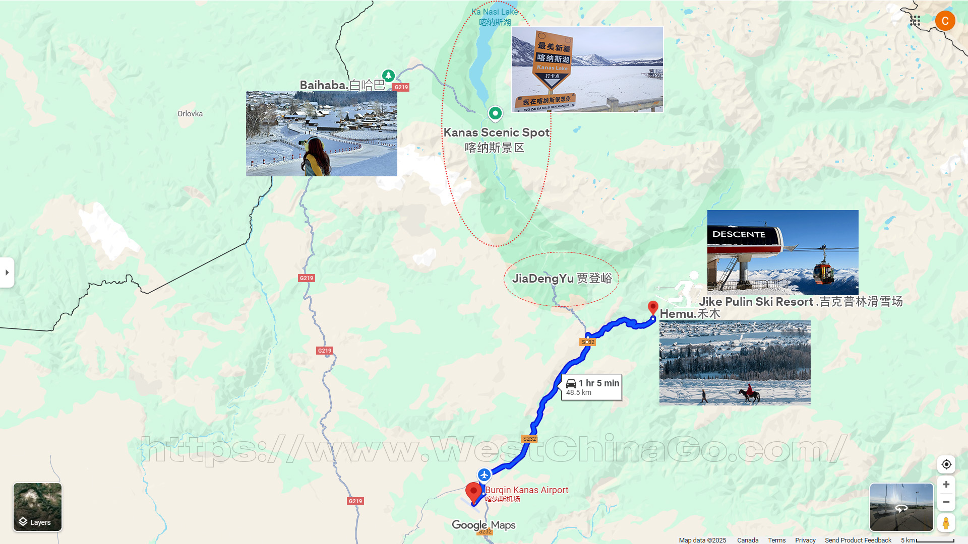 Xinjiang Hemu Tourist Map