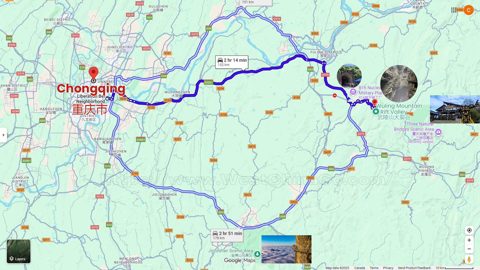 Wulingshan Great Rift Valley Scenic Area Tourist Map