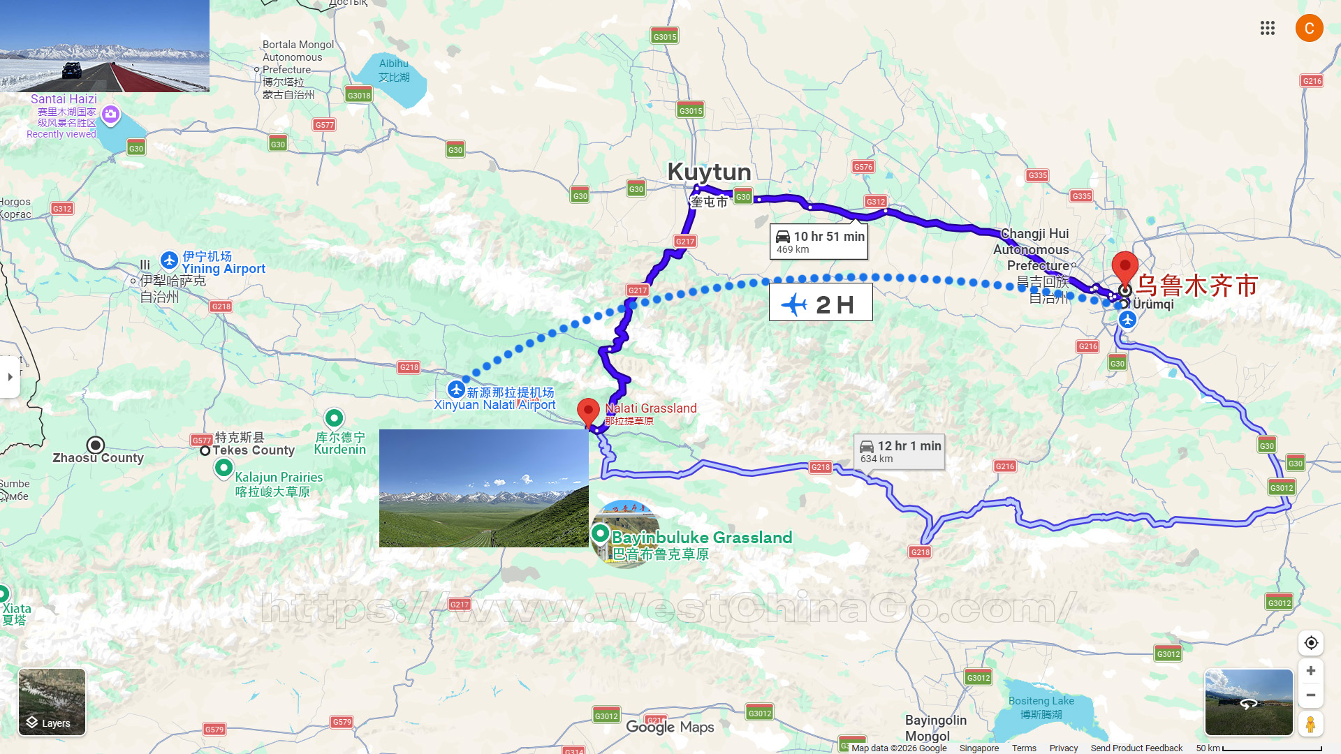 Xinjiang Nalati Grassland Map