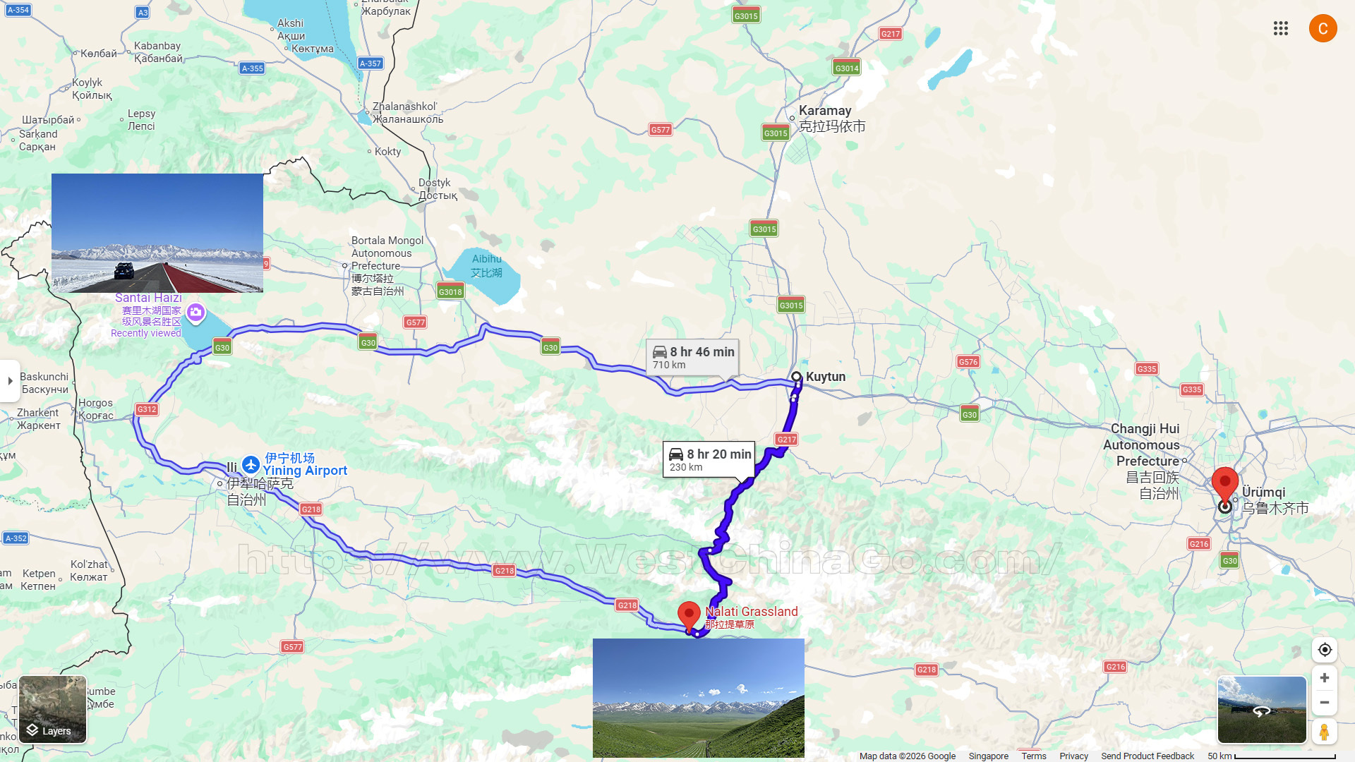 Xinjiang Nalati Grassland Map