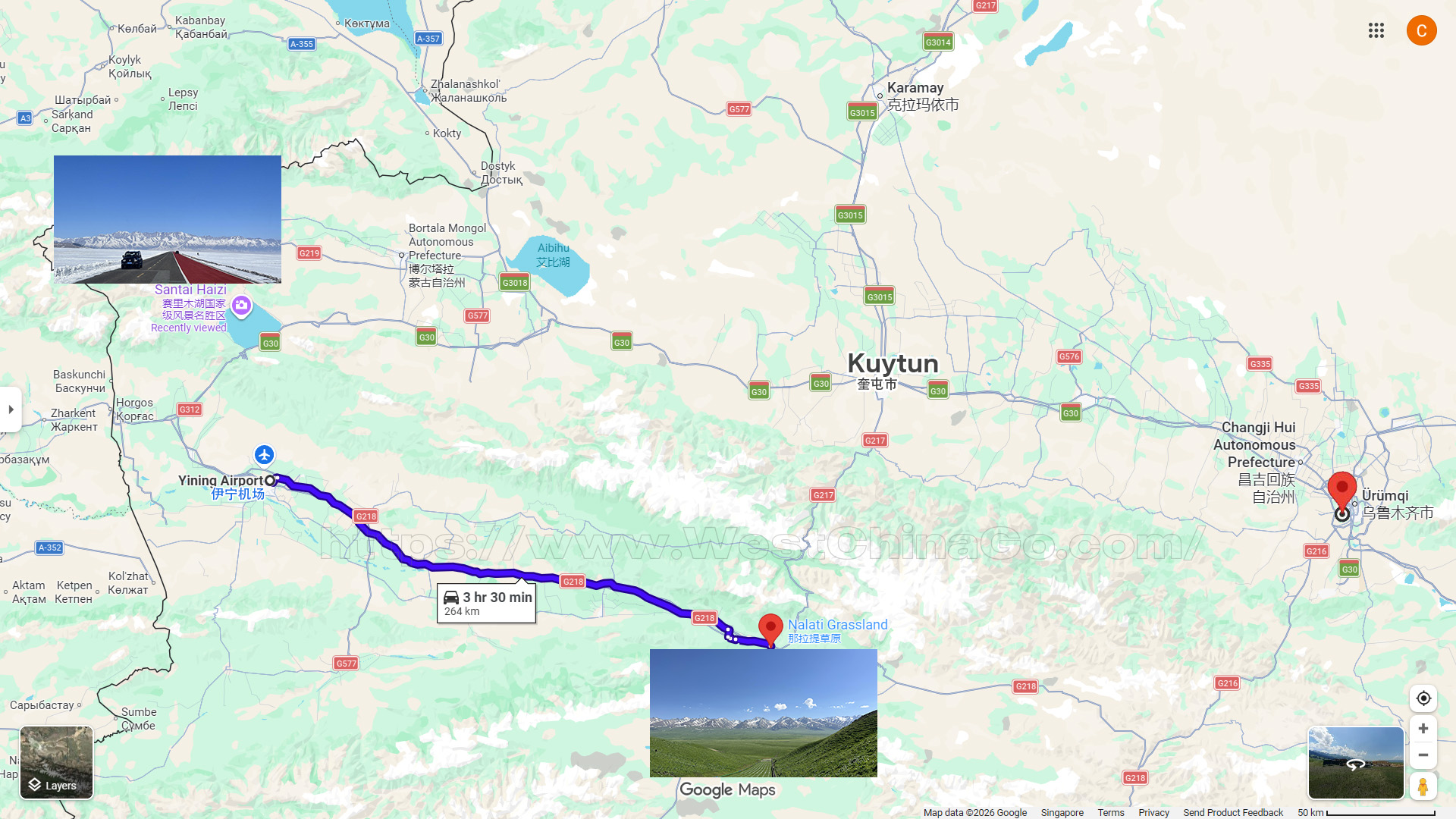 Xinjiang Nalati Grassland Map