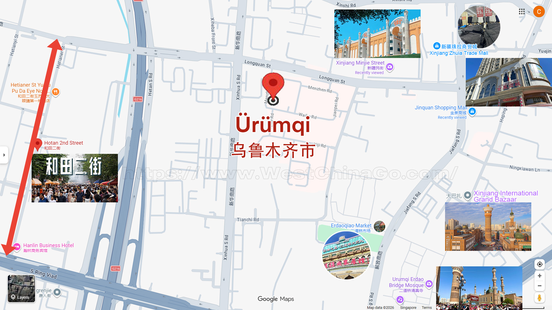 Xinjiang Urumqi Tourist Map