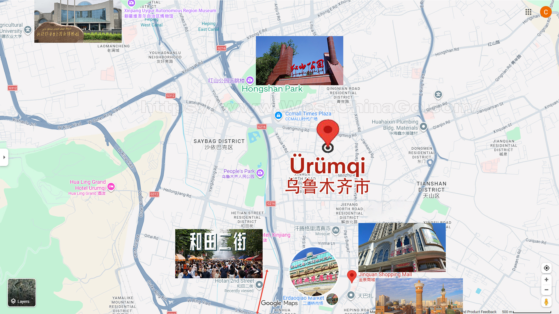 Xinjiang Urumqi Tourist Map