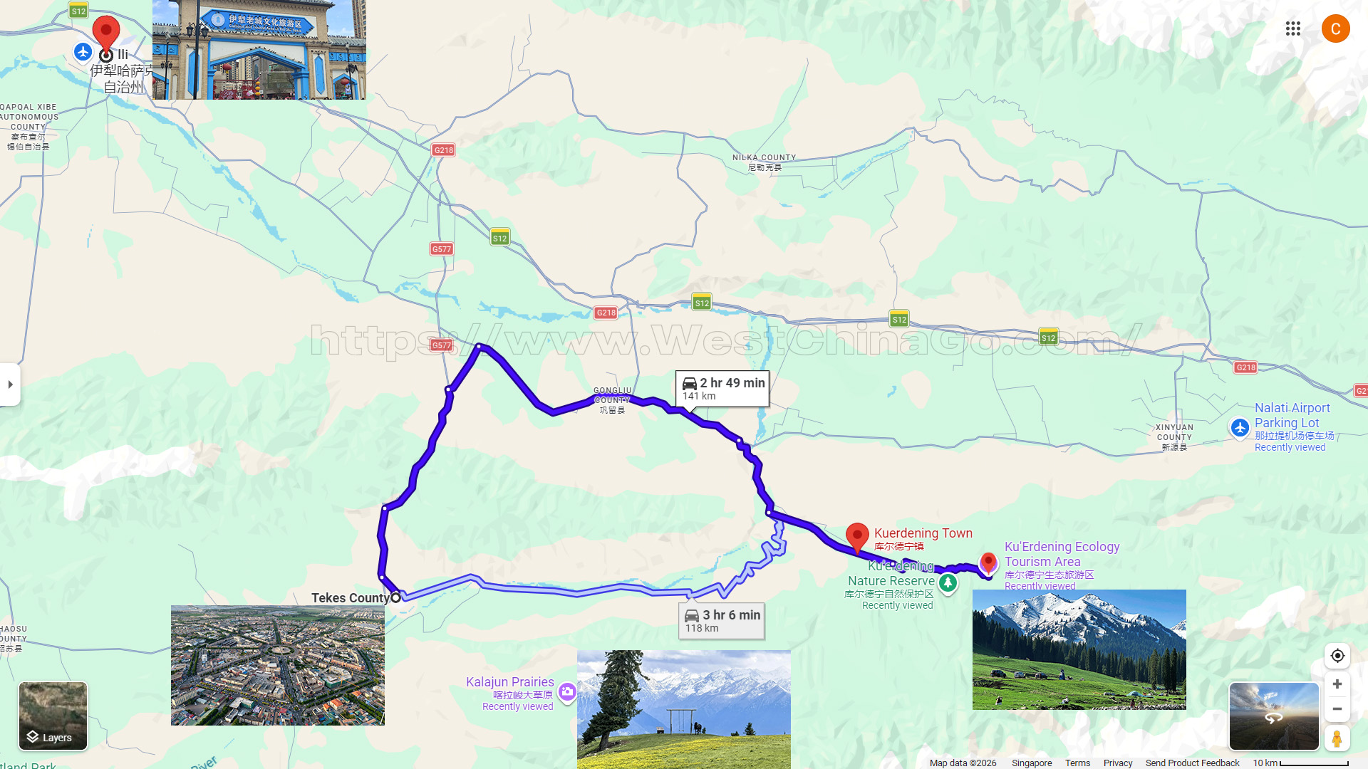 Xinjiang Ku'erdening Tourist Map