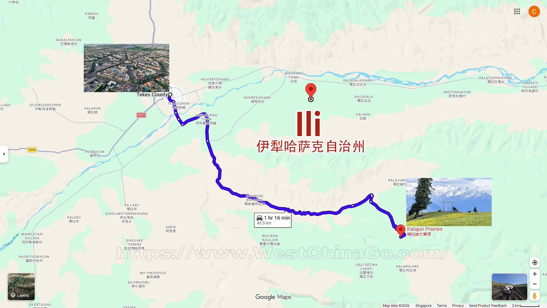 Xinjiang Kalajun Prairies Tourist Map