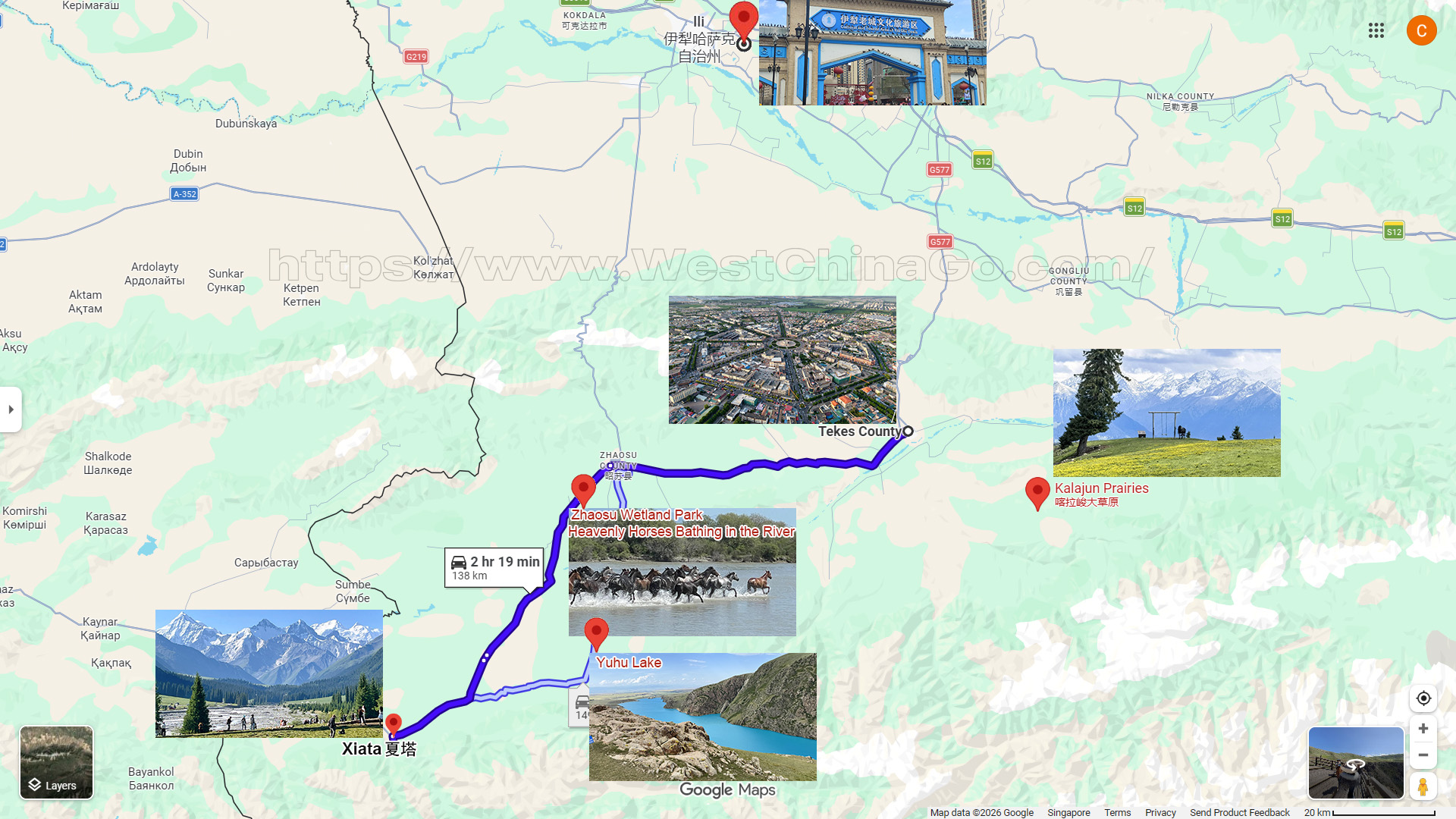 Xinjiang Kalajun Prairies Tourist Map